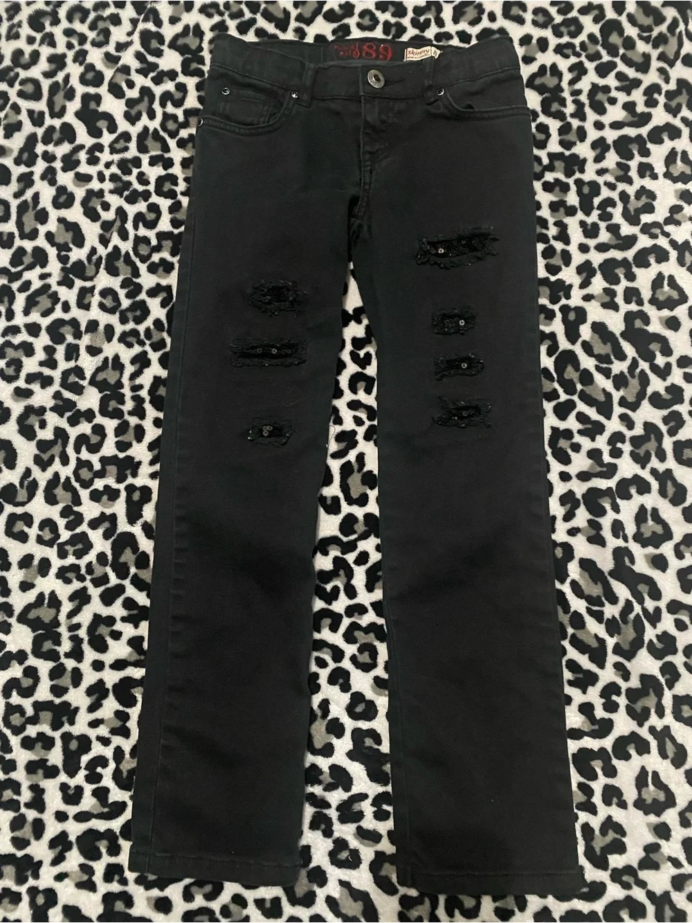 The Children's Place Black Distressed sequined Girls' Jeans